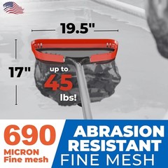 Superior Quality Pool Cleaning Set: ProTuff 490 20in Leaf Rake & Silt Skimmer