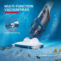 Pro Cordless Pool Vacuum – 18.5 GPM Powerful Suction, 70Min Runtime & 13.4&Prime; Wide