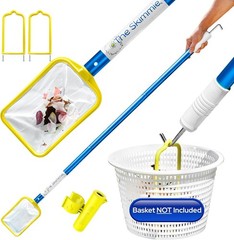 Hands-Free 53&Prime; Pool Skimmer Net & Anodized Aluminum Pole for Effortless Cleanup