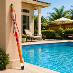 15FT Telescopic Pool Rescue Pole with Safety Hook, Fiberglass Water Safety