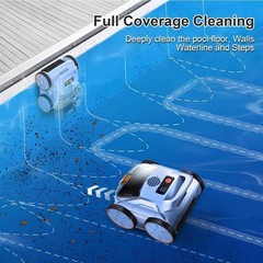 ZYERCH 2025 Upgrade Pool Vacuum Robotic Cleaner Wall Climbing Pool – Dark Blue