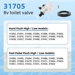 31705 31688 RV Toilet Water Valve Kit Fit for White & Black 1.5 inches