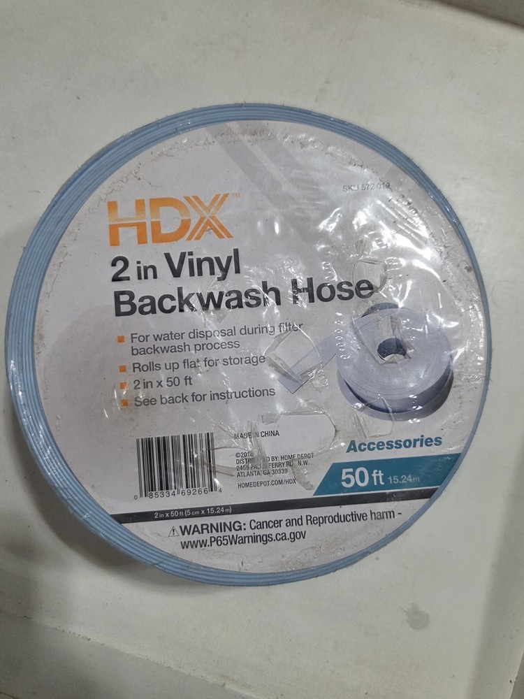 HDX Swimming Pool Backwash Hose Plastic Resistant 50 ft. L x 2 in. Dia