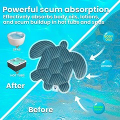 2-Pack Large Scum for Hot Tub Spa Pool Absorbing Floating Sponge Clean, Turtle