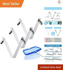 Universal 3 Pack Butterfly V-Clips for Pool Accessories – Silver Stainless Steel