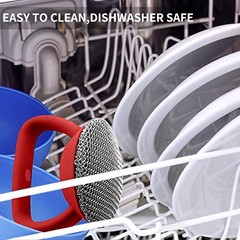 Cast Iron Cleaner Scrubber with Heavy Duty Handle, 3mm Welded 1 pieces Red