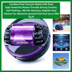 High-Power Cordless Pool Cleaner – Self-Parking and 100 Min Operation, 960 sq.ft