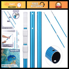 Telescopic Pool Cleaning Pole 12ft Adjustable 3pc Skimmer Brush Maintenance Tool