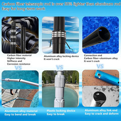 Swimming Pool Pole Carbon Fiber，Pool Skimmer Pole Telescopic Swimming，Pool Clean