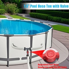 Pool Hose Tee with Valve, 1.5&Prime; to Gray