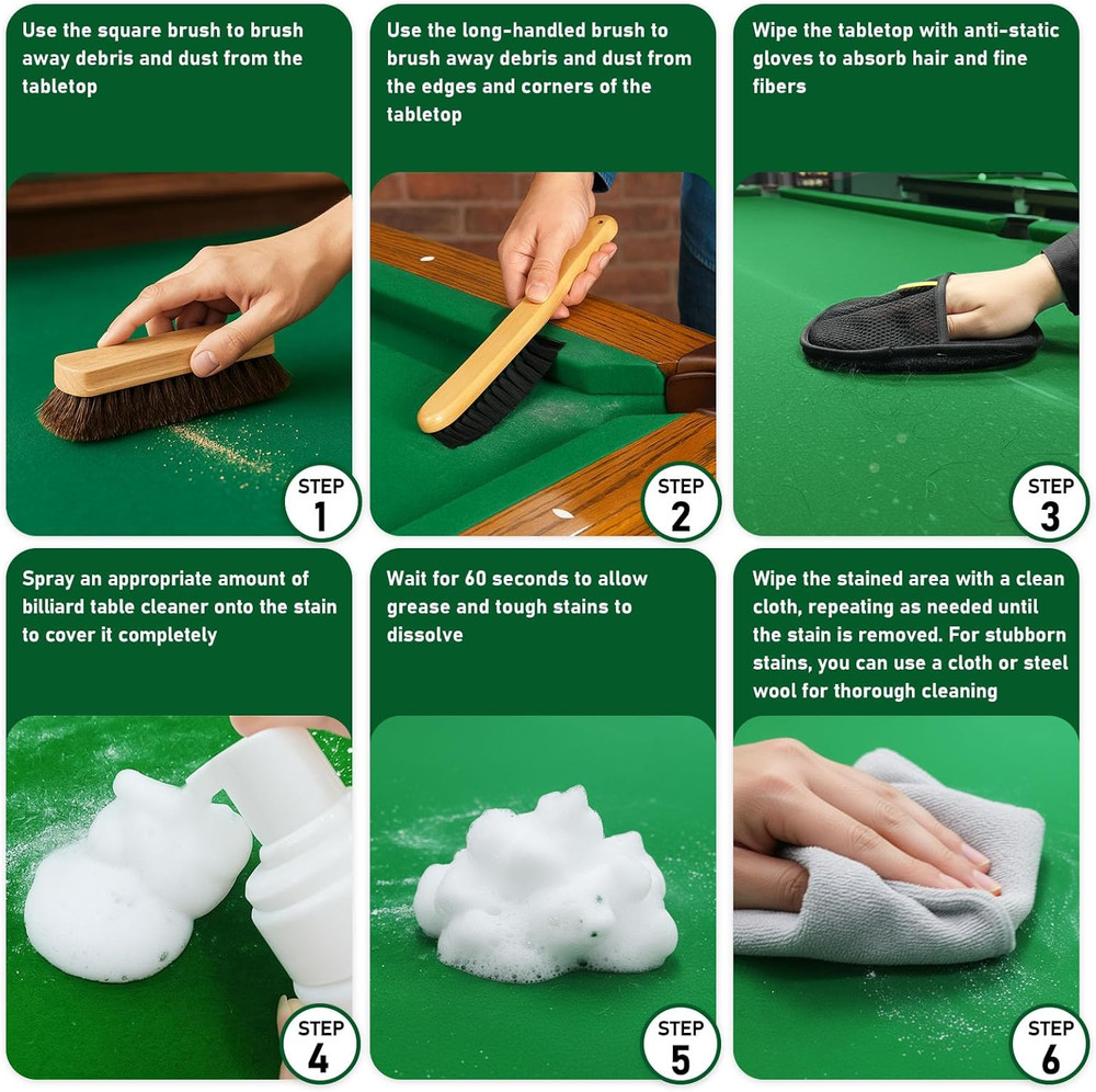 8 Pcs Pool Table Cleaning Kit Powerful Cleaner Quickly Breaks down Chalk Stains