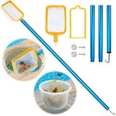 50in 2-in-1 Pool Skimmer Tool with Stainless Steel Hook and Detachable Fine M…