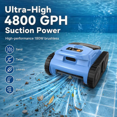 Cordless Robotic Pool Cleaner for Inground Pools, Automatic Pool Vacuum with Wal