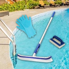 44 Cm Pool Cleaning Brush with Aluminum Rod Set,