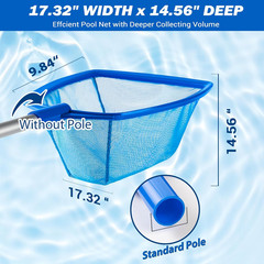 Pool Net – Pool Skimmer Net with 5 Section Adjustable Telescopic Aluminum Pole，2