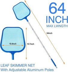 Pool Skimmer Net with 5-Section Adjustable Pole for Effortless Cleaning