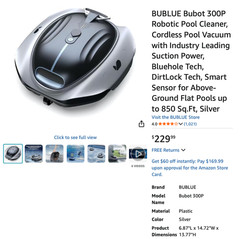 BUBLUE Bubot 300P Cordless Robotic Pool Cleaner | For Parts