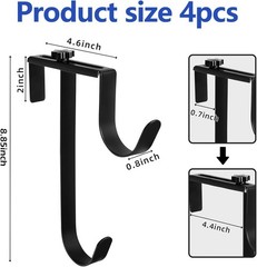 Double Pool Fence Hooks Adjustable Rustproof Hanger for Skimmer, Tools, Nets
