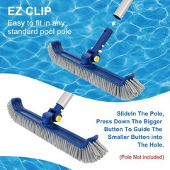 Pool Brush with Rotatable Handle,17.5&Prime; Pool Brush Head for Inground Pools, Ab…