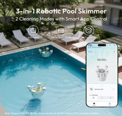 BUBLUE F10 Robotic Pool Skimmer Surface Cleaner App Control AI Navigation White