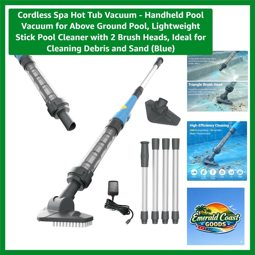 Lightweight Above Ground Pool Vacuum with 2 Brush Heads – Effortless Cleaning