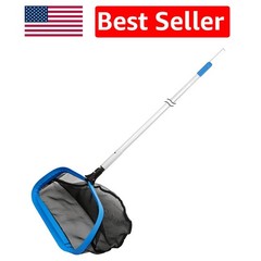 17.5 » Pool Skimmer Net with 10ft Adjustable Aluminum Pole & Hidden Hook