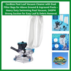 Heavy Duty Cordless Pool Leaf Vacuum – Dual Filter, Quick Charge, 75 Min Runtime