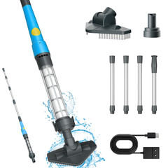 Mutaomay Rechargeable Pool Vacuum Handheld Cleaner with Extension Pole Blue