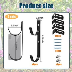 AdjustableHooks Pool Poles Hanger, Fence Hooks Hang Pool Two Sets of Black