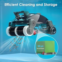 Cordless Robotic Pool Cleaner Wall Climbing Large Capacity