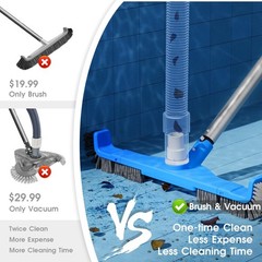 20&Prime; 2-in-1 Pool Brush Vacuum Head with Swivel Hose & Durable Nylon Bristles for