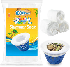 100-Pack Pool Skimmer Socks for Cleaning Debris and Leaves