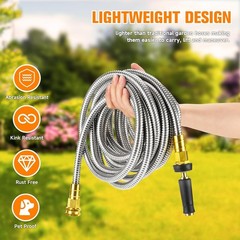 Heavy Duty Stainless Steel Garden Pool Hose No-Kink Flexible Water Pipe Outdoor