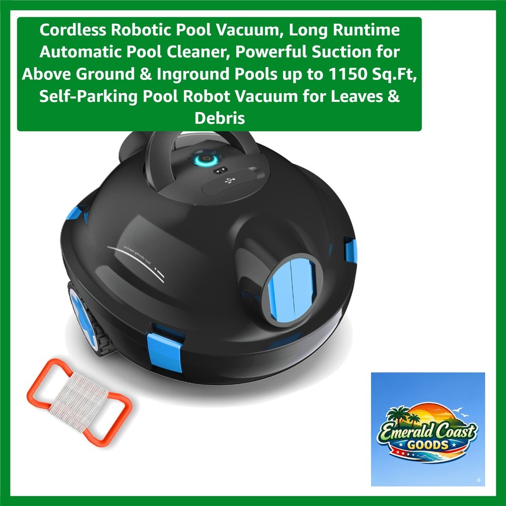 Efficient Cordless Pool Cleaner with Powerful Suction – Perfect for Varied Pools