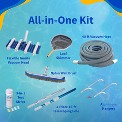 Deluxe Pool Maintenance Kit for in Ground Pool – Includes 15-Ft Telepole, 40-Ft