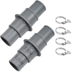 TidyMister Pool Hose Adapter Connector Coupling 1-1/4&Prime; to 2 Pack, Grey-2