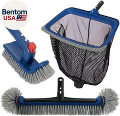 Deluxe Swimming Pool Cleaning Kit Including Pool Skimmer Net with Rubber Edge, 1