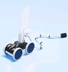 Upgrade Pool Pressure Side Sweeper Four Wheels Hydraulic Pool Cleaner Black &…