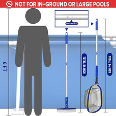 Poolvio Swimming Pool Cleaning Kit, 14 » Brush Head & 50 » Telescopic Aluminum P