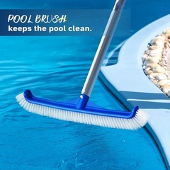 Pool Brush – 17&Prime; Pool Brush Head for Cleaning Pool Walls, Curved Ends High-Ef…