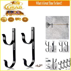 2Pcs Pool Tool Hangers Aluminum Wall Mount Hooks Black Outdoor