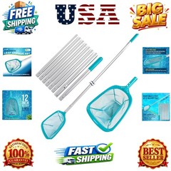 11.5 Foot Swimming Pool Leaf Skimmer Net with Telescopic Aluminum Pole, 8 Sec…