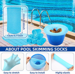 100 Pack Blue Pool Skimmer Socks Fine Mesh for Pool Cleaning