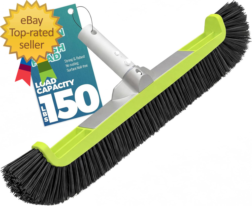 18&Prime; Pool Brush Head for Cleaning Swimming Pool Walls, Curved Ends High-Efficienc