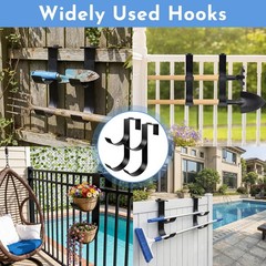 Pool Pole Hanger Fence Hook – 2pcs Adjustable Double Pool Hooks for Deck Stee…
