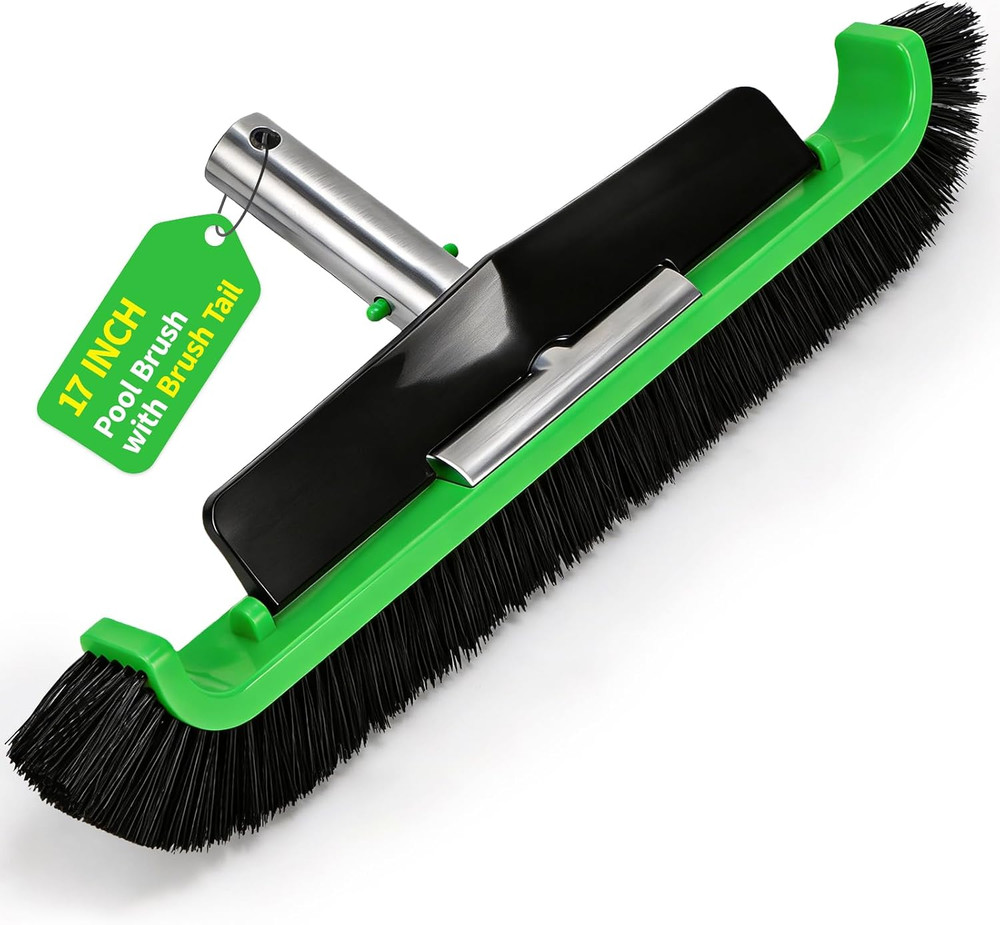 Wide Pool Brush Head, Heavy Duty Pool Scrub Brush with 12-Rows Soft Bristles, In