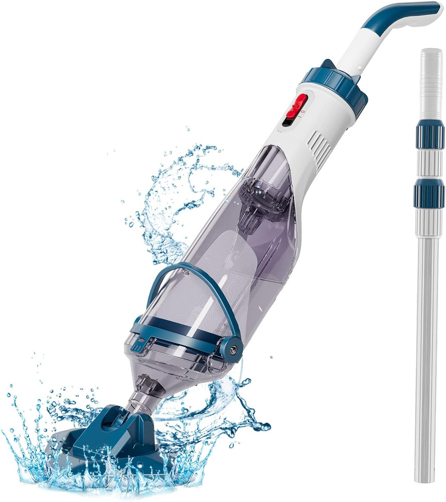 Above Ground Pool Vacuum with Telescopic Pole, Handheld Rechargeable, 1 Hour Run