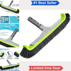 Pool Brush Head 17.5 Inch Heavy Duty Aluminum Curved Edge for Pool Walls Vinyl