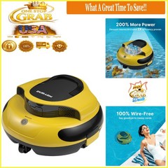 Yellow Cordless Robotic Pool Cleaner Dual Motor Powerful Suction 150 Min Runtime