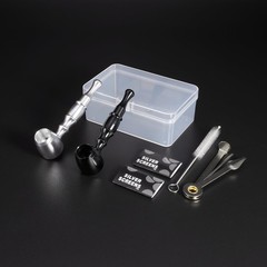 2-Pack Aluminum Alloy Tobacco Pipe Set, 10cm Portable Smoking Black&Silver